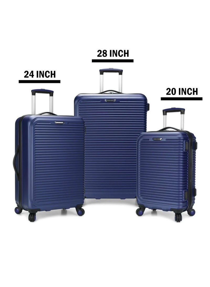 Yuwell 3-Piece Luggage Sets 20/24/28 inch Hard Shell ABS + PC, Expandable Design, Spinner Wheels, Luggage Bag 3 Piece Suitcase Set Multidirectional Wheels Travel Bags Scratch-Resistant Surface Trolley Bag Luggage Blue - Image 2